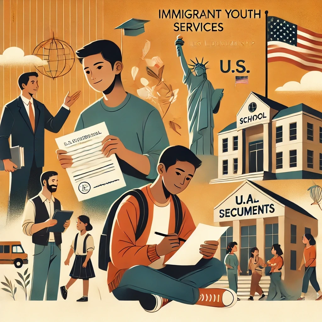 A young person looking hopeful with a backpack, representing immigrant youth services for vulnerable children.